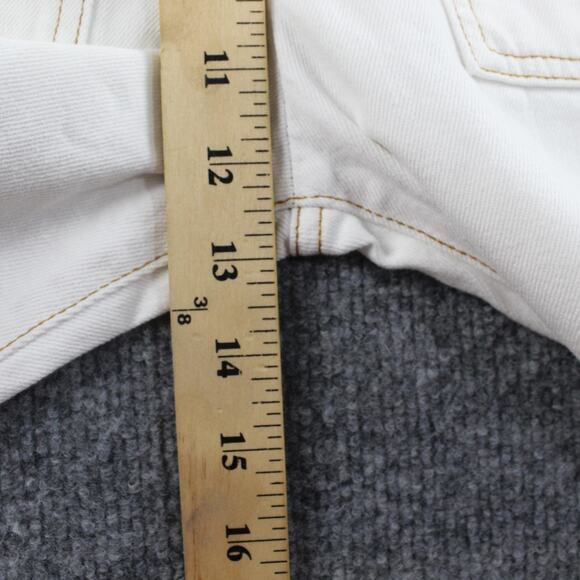 Ba&sh Jeans Womens 1 Small Straight High Rise Raw Hem White Denim Chic Casual - Picture 11 of 16